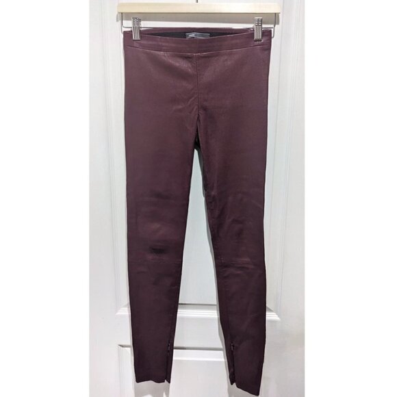 Vince | Lambskin leather leggings in Bordeaux - Picture 3 of 10